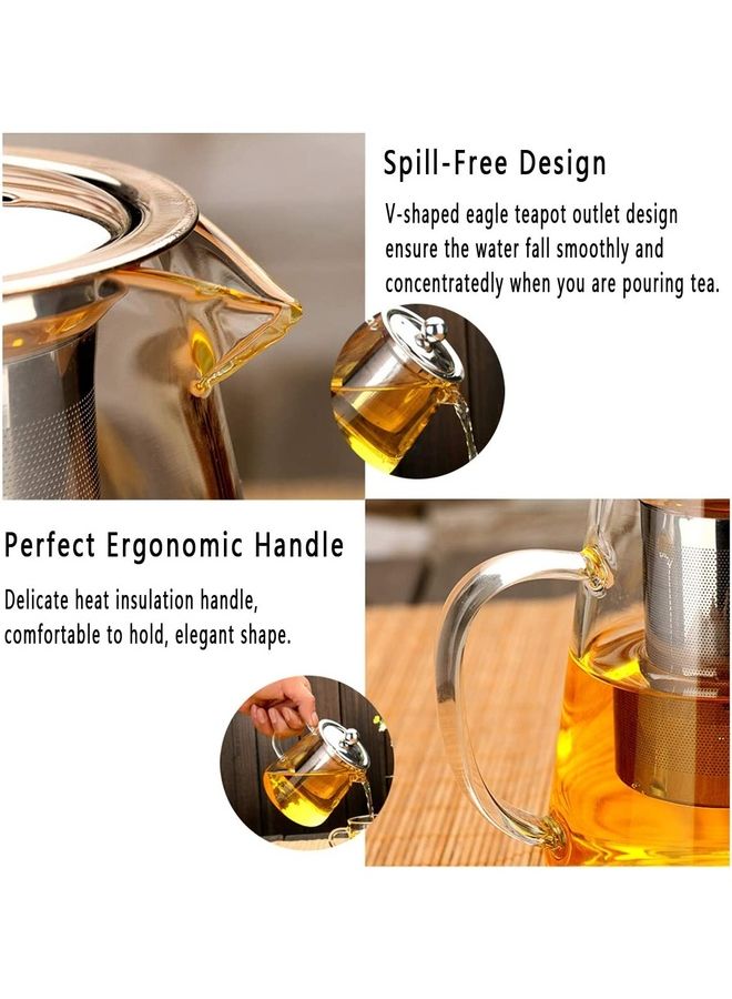 XiuWoo Glass Infuser Teapot With Lid Clear/Silver 750ml  - Image 2
