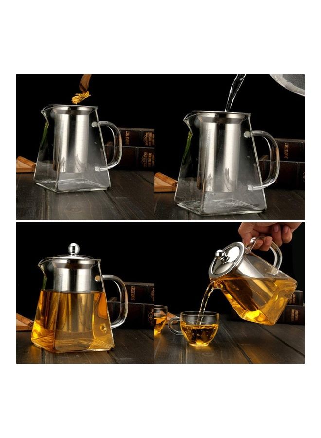 XiuWoo Glass Infuser Teapot With Lid Clear/Silver 750ml  - Image 3