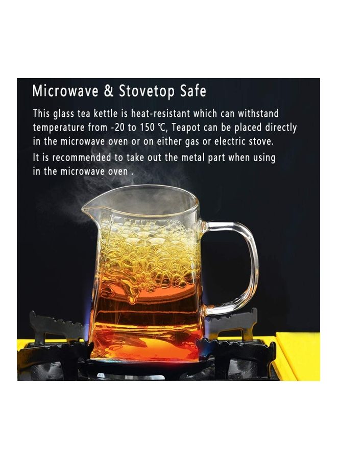 XiuWoo Glass Infuser Teapot With Lid Clear/Silver 750ml  - Image 5