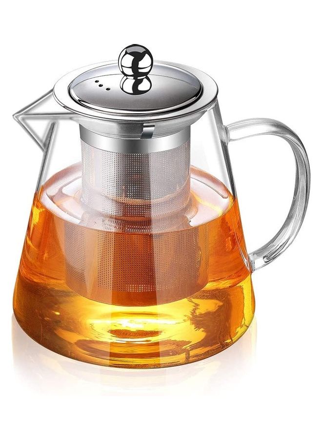 Glass Infuser Teapot With Lid Clear/Silver 950ml - v1625915159/N49005880A_1