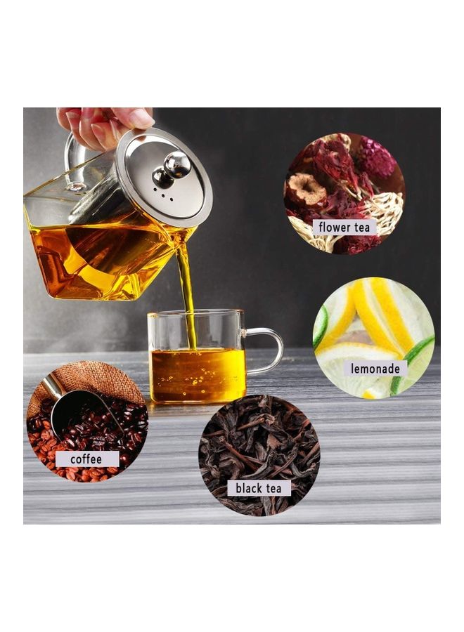 XiuWoo - Glass Infuser Teapot With Lid Clear/Silver 750ml - Image 1