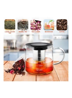 XiuWoo Glass Infuser Teapot With Lid Clear/Black 1500ml  - Image 2