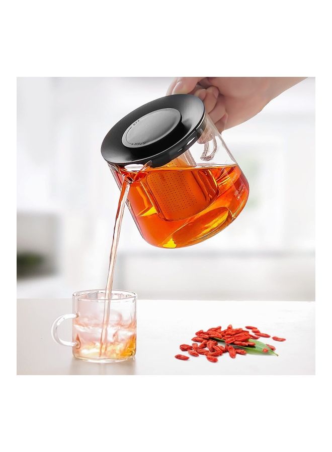 XiuWoo - Glass Infuser Teapot With Lid Clear/Black 1500ml - Image 1