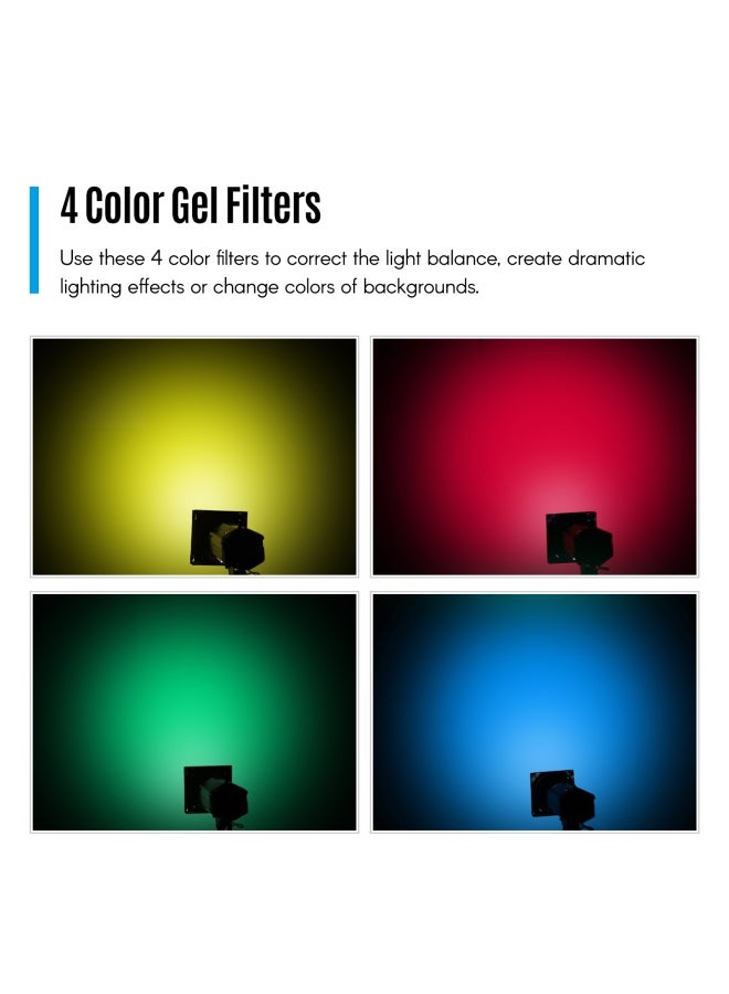 Godox - Barn Door Kit With Honeycomb Grid 4 Color Gel Filters Black - Image 1