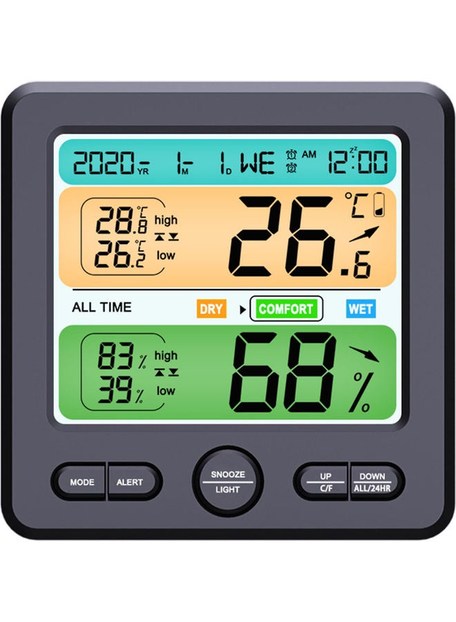 Temperature And Humidity Alarm Clock Grey - Image 1