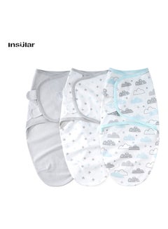 insular 3-Piece Soft Cotton Infant Sleeping Baby Swaddle Wrap M7  - Image 2