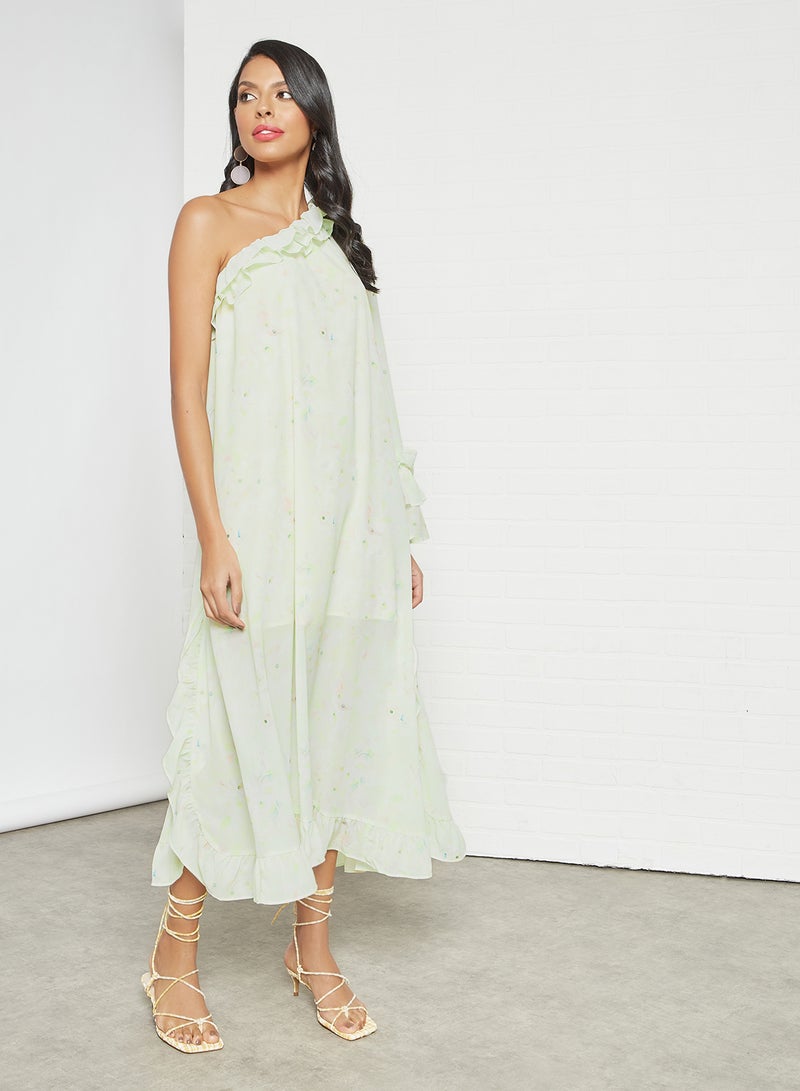 LOST INK Ruffle Trim One Sleeve Dress Multicolour  - Image 1