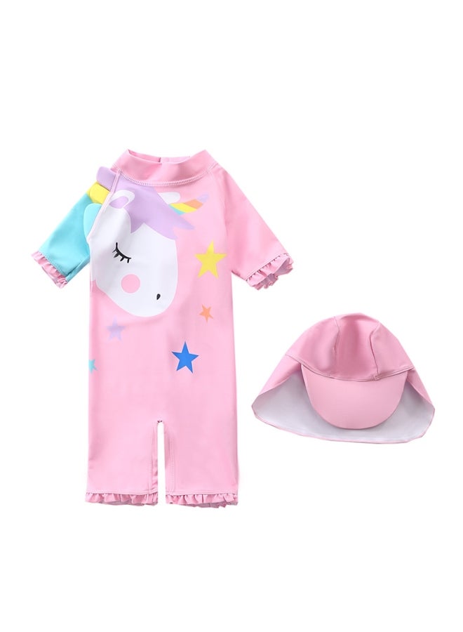 XiuWoo Girls Cute Swimwear With Cap 100cm  - Image 1