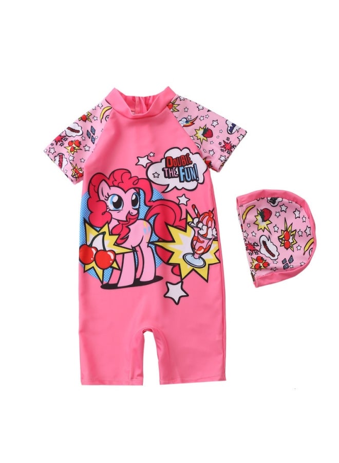 XiuWoo Girls Cute Swimwear With Cap 100cm  - Image 1