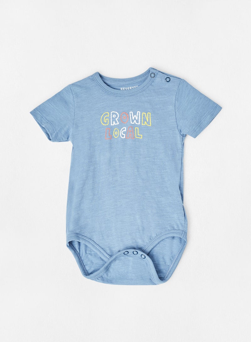 Baby Slogan Bodysuit Blue