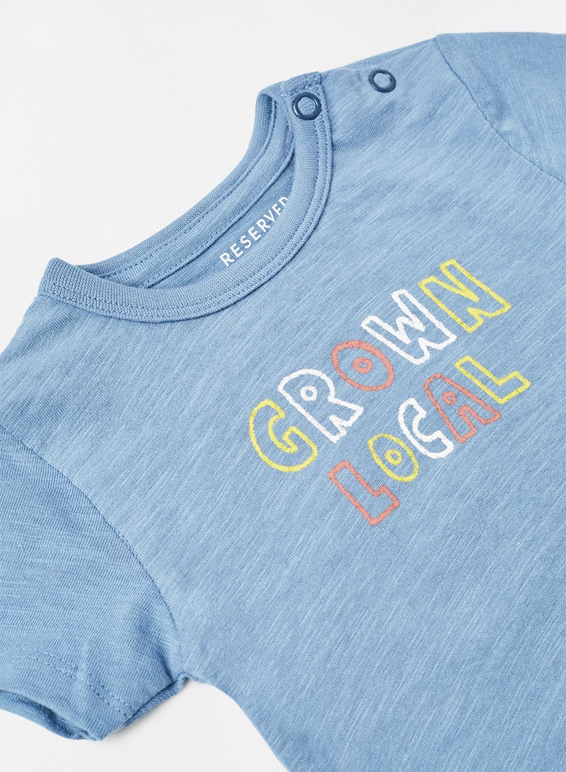 Baby Slogan Bodysuit Blue