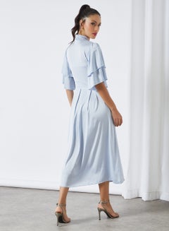 Sivvi x D'Atelier Ruffled Satin Dress Blue  - Image 4