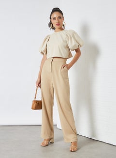 Sivvi x D'Atelier Straight Fit Trousers Beige  - Image 3