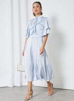 Sivvi x D'Atelier Ruffled Satin Dress Blue  - Image 1