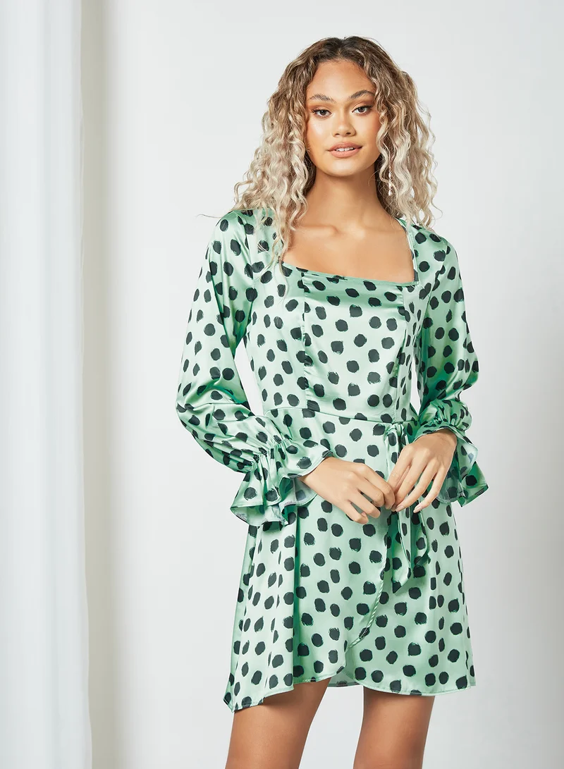 Sivvi x GenM Satin Printed Wrap Dress