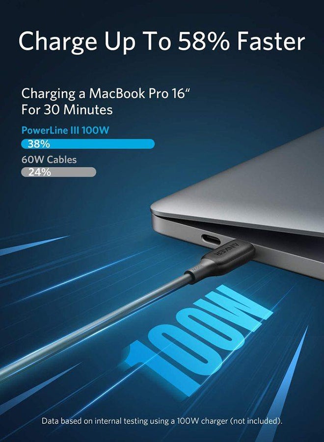 Anker - PowerLine III USB-C to USB-C 2.0 Cable USB C to USB C Cable 100W Balck - Image 1