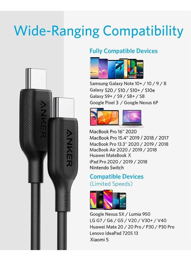 Anker - PowerLine III USB-C to USB-C 2.0 Cable USB C to USB C Cable 100W Balck - Image 1