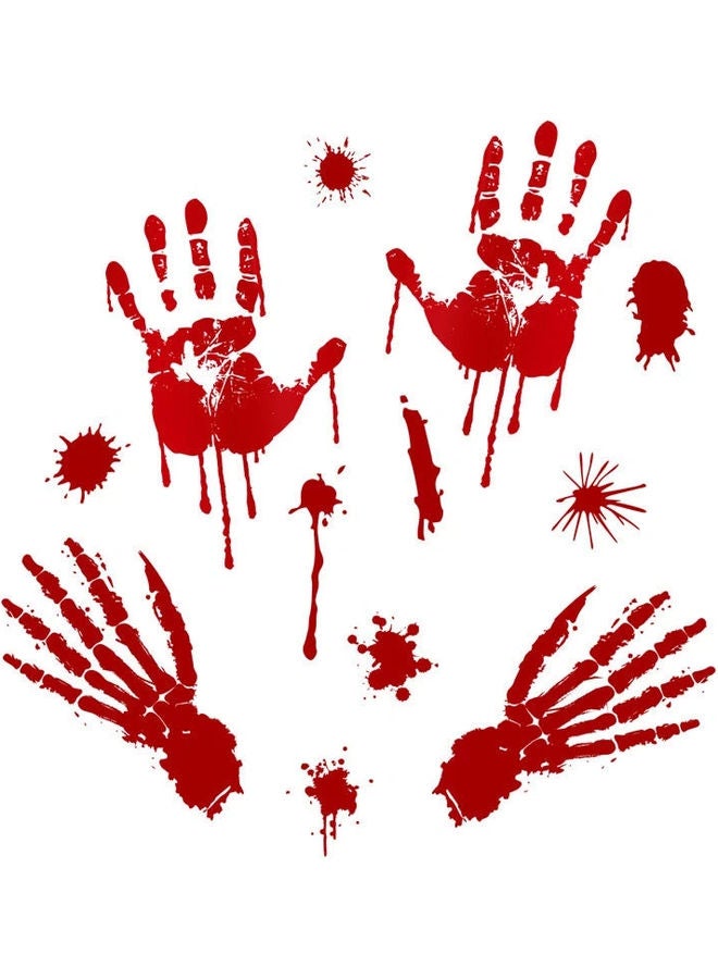 Vampire Horror Blood Handprints Window Decoration Stickers Red 
