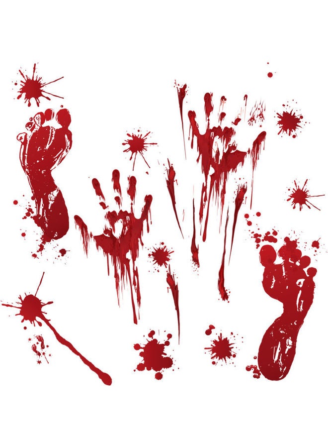 2-Piece Scary Blood Hand And Foot Print Window Sticker Decoration Red 