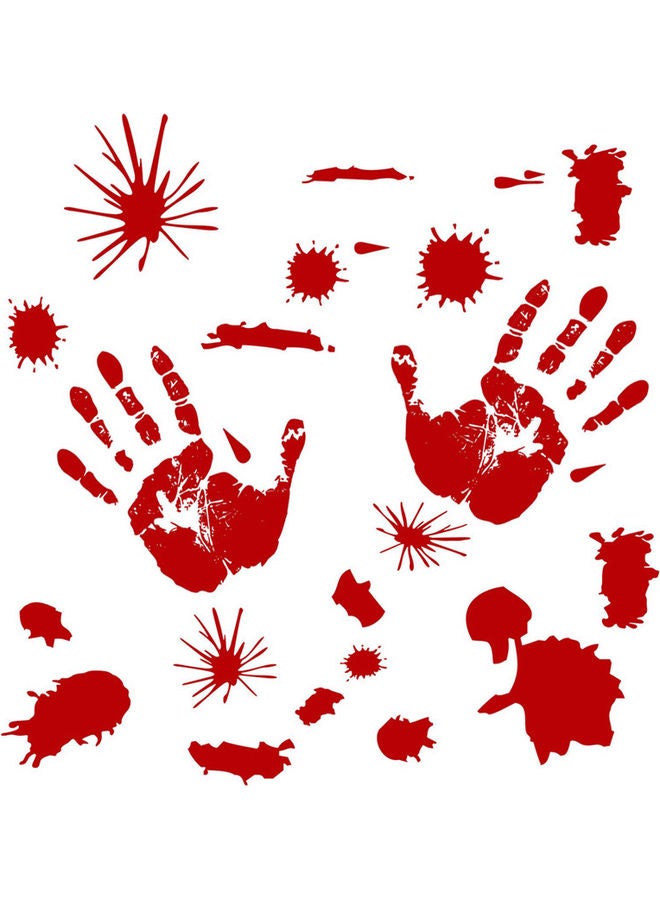 2-Piece Scary Blood Hand Print Window Sticker Decoration Red 