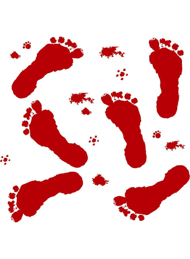 2-Piece Scary Blood Foot Print Window Sticker Decoration Red 