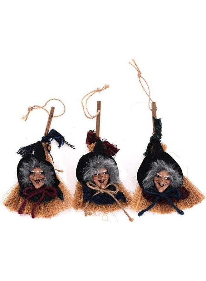 3-Piece Halloween Props Scary Ghost Dolls Witch Broom Linen Multicolour - v1625978848/N49016707A_1