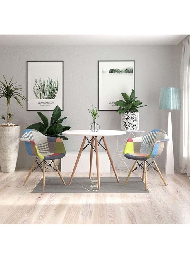 AKF 3-Piece Round Table With Patchwork Chairs Multicolour 80x70x63cm - Image 2