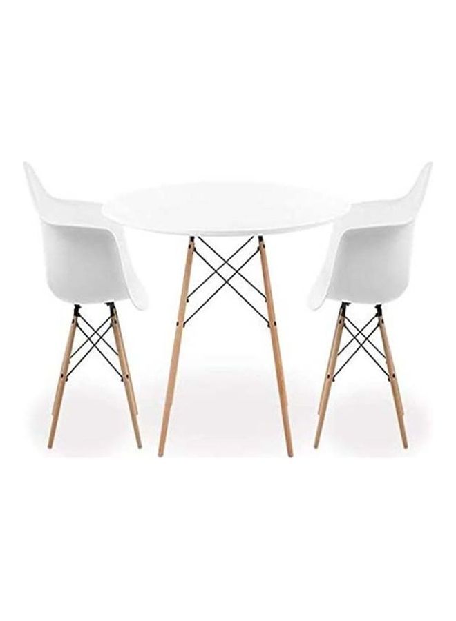 أيه كيه أف مجموعة طاولة مستديرة مع كراسي مكونة من 3 قطع أبيض 80x70x61سم - Image 1