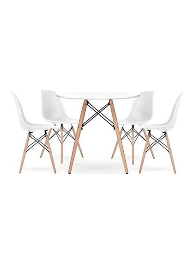 AKF 5-Piece Round Table With Eames Chairs White 80x70x546cm - Image 1