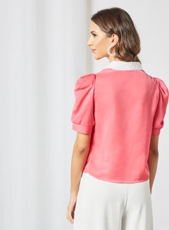 Sivvi x GenM Contrast Collar Top Pink  - Image 2