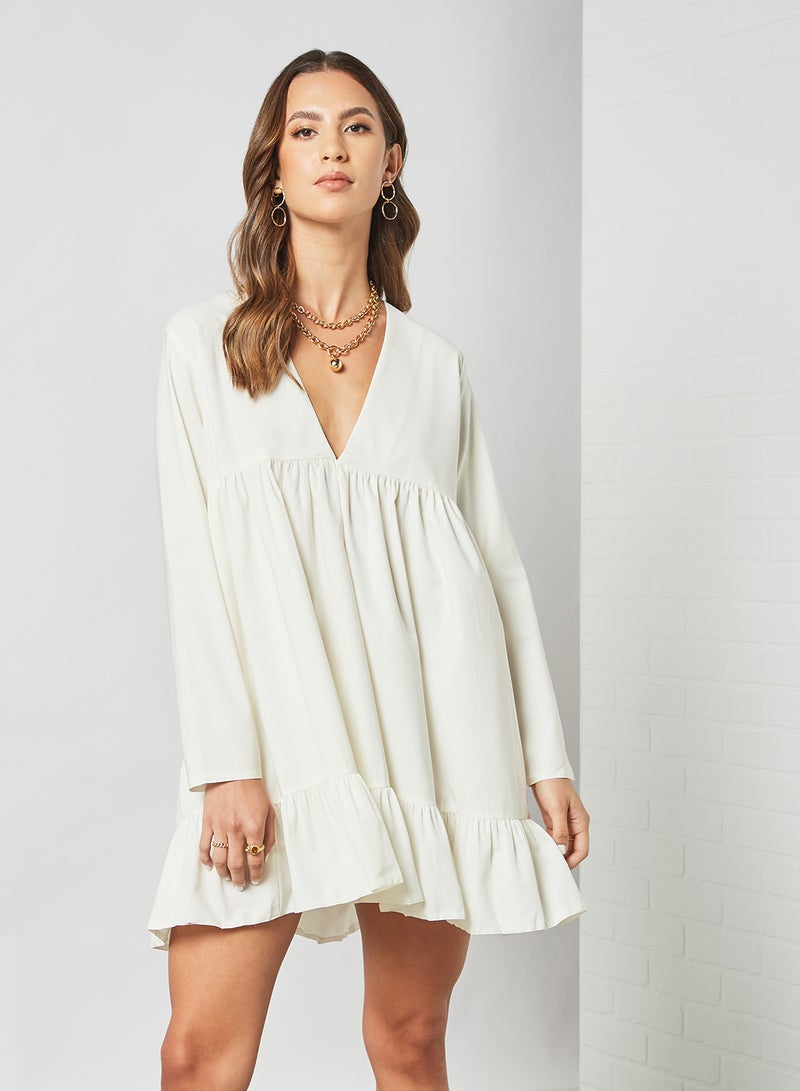 Ruffled Hem Dress Off-White - v1625981716/N44143393V_1