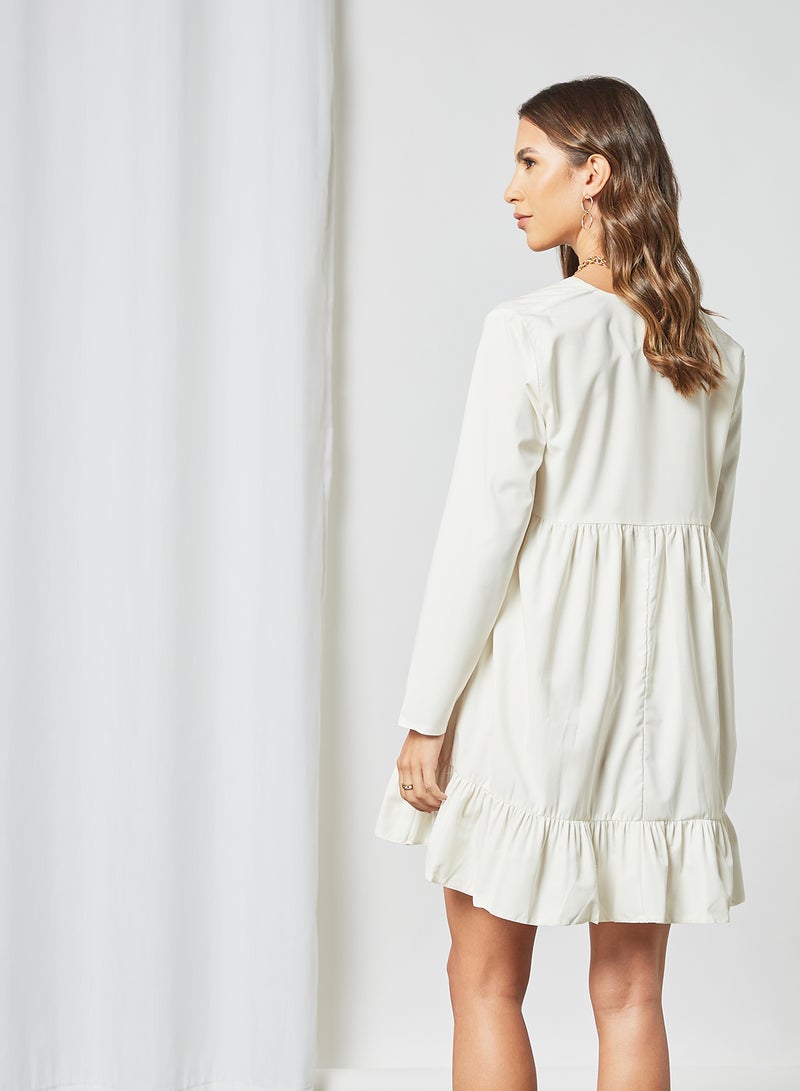 Ruffled Hem Dress Off-White - v1625981716/N44143393V_2