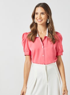 Sivvi x GenM Contrast Collar Top Pink  - Image 1