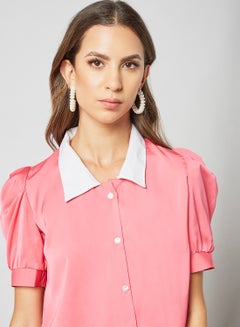 Sivvi x GenM Contrast Collar Top Pink  - Image 4