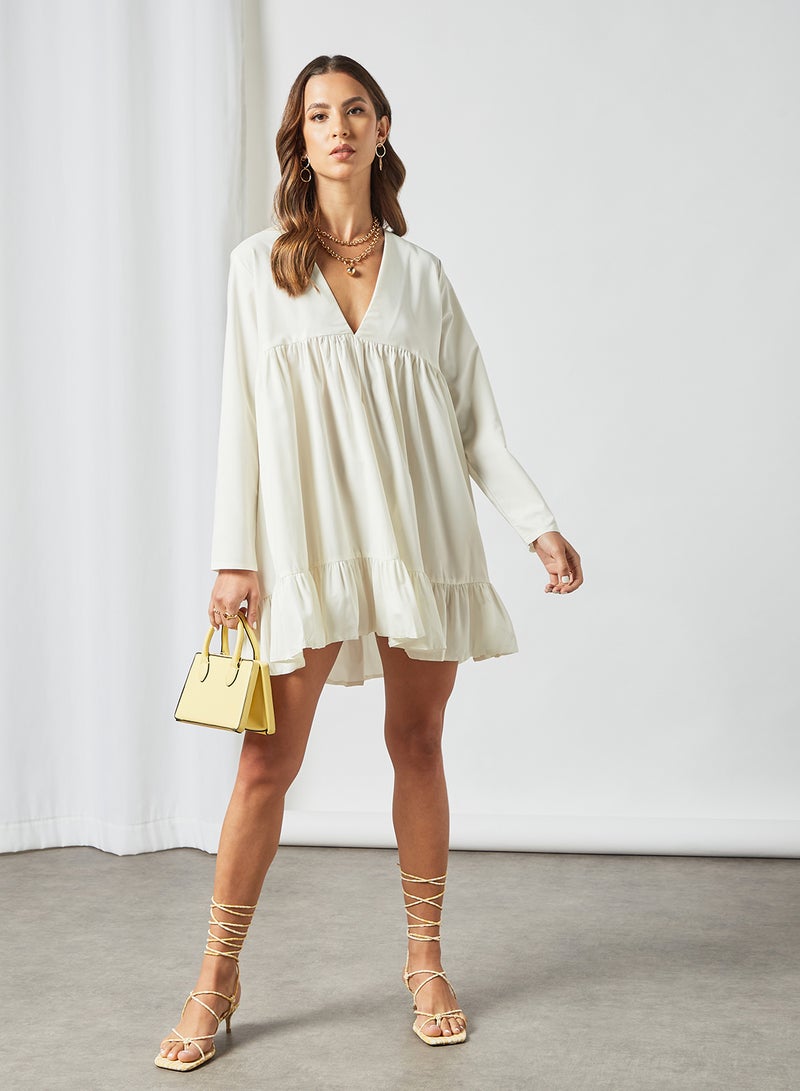 Ruffled Hem Dress Off-White - v1625981717/N44143393V_3