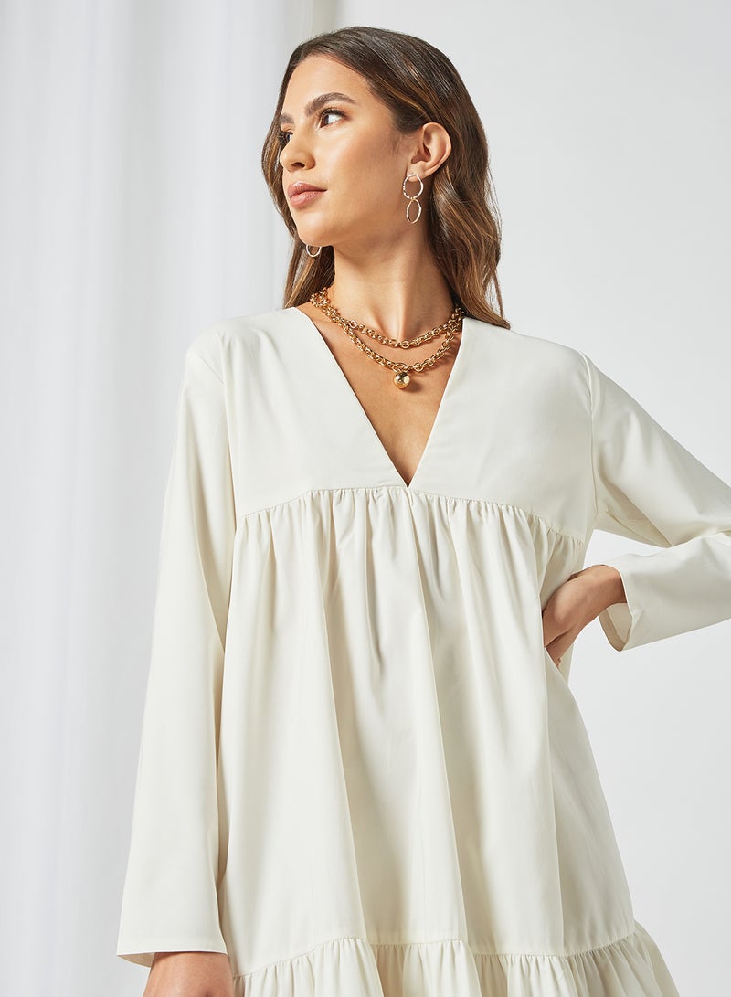 Ruffled Hem Dress Off-White - v1625981717/N44143393V_4