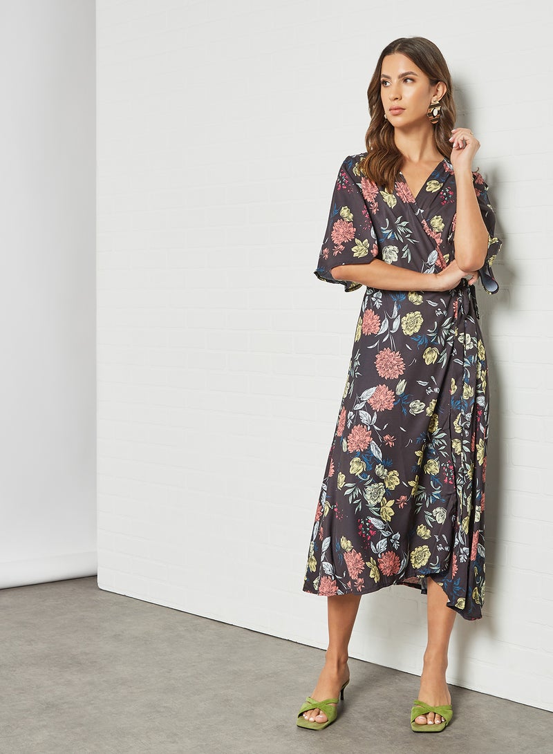 Floral Print Wrap Dress Multicolour - v1625981727/N44143387V_1