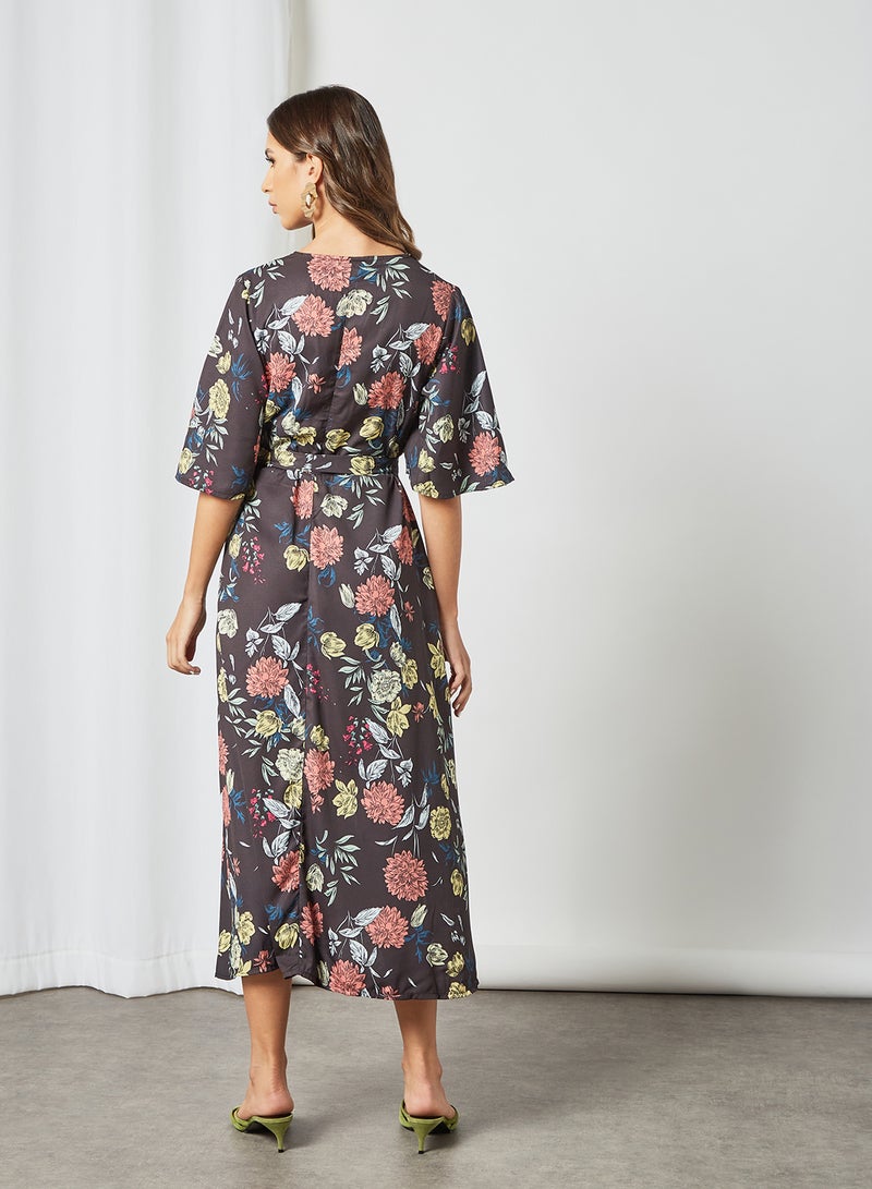 Floral Print Wrap Dress Multicolour - v1625981728/N44143387V_2