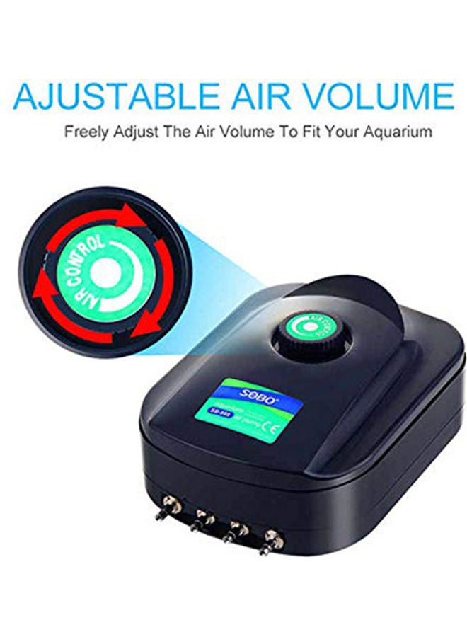 SOBO Classical 4 Ways Aquarium Air Pump Black 20cm - Image 3