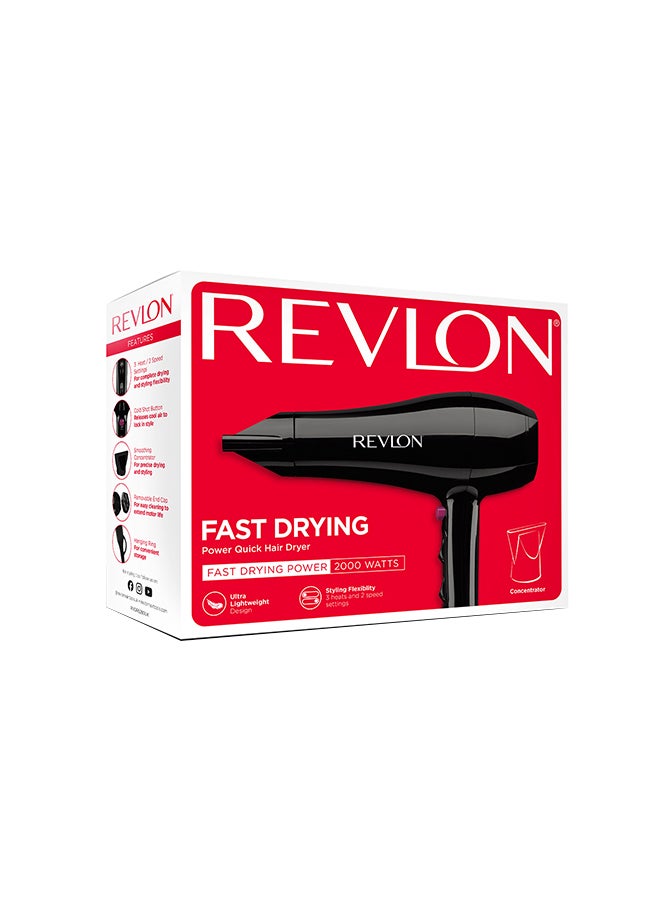 ريفلون مجفف الشعر كويك دراي بقوة 2000 وات لتجفيف سريع طراز RVDR5280 أسود 28 x 29 x 29سم  - Image 2