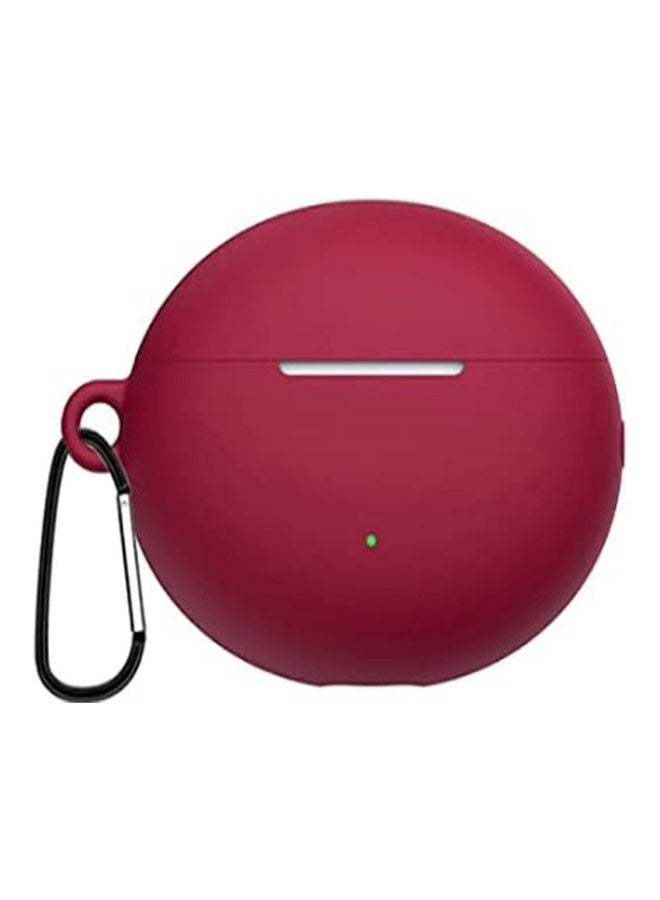 NAISU Protective Silicone Case With Carabiner For Huawei FreeBuds 4i Maroon