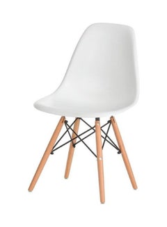 Plastic Office Chair with Wood Legs White 70x40x40cm