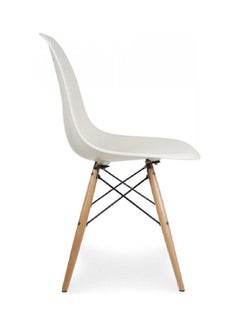 Generic Plastic Office Chair with Wood Legs White 70x40x40cm  - Image 2