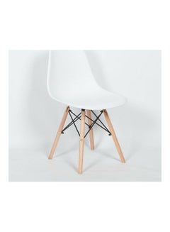 Generic Plastic Office Chair with Wood Legs White 70x40x40cm  - Image 3