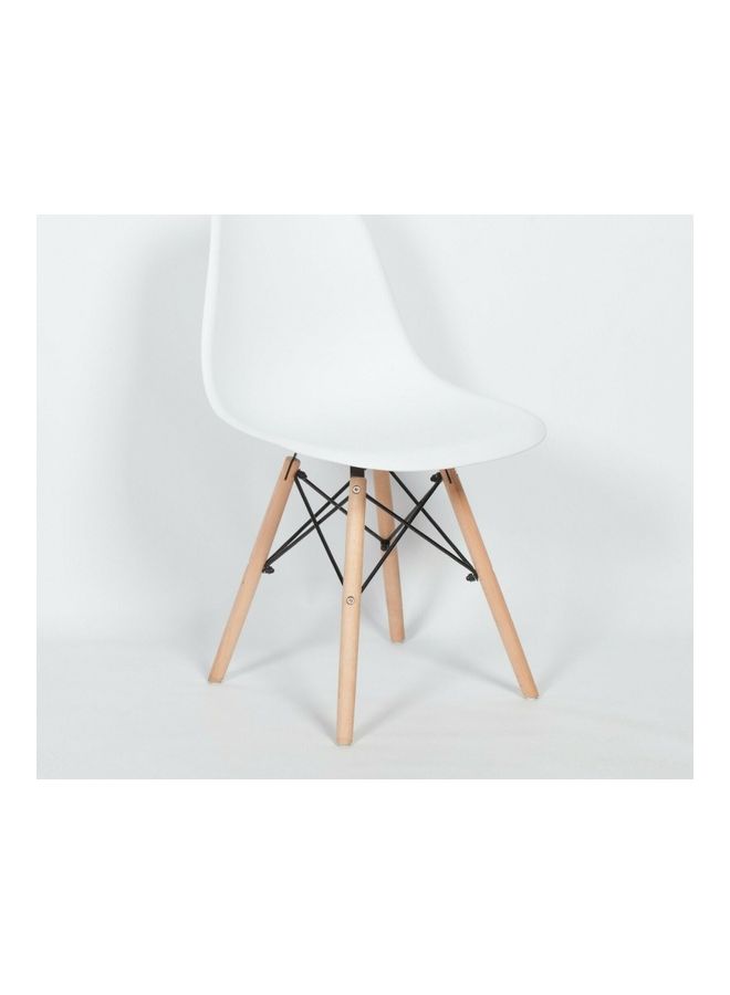 Generic - Plastic Office Chair with Wood Legs White 70x40x40cm - Image 1