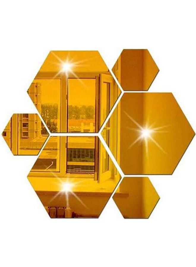 Art 3D Mirror Wall Sticker Removable Acrylic Home Small Size Gold - Image 1
