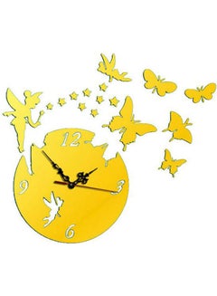 Design Wall Clock 3D Acrylic Material Removable Wall Clock Butterfly Elf Pattern Wall Clock Multicolour