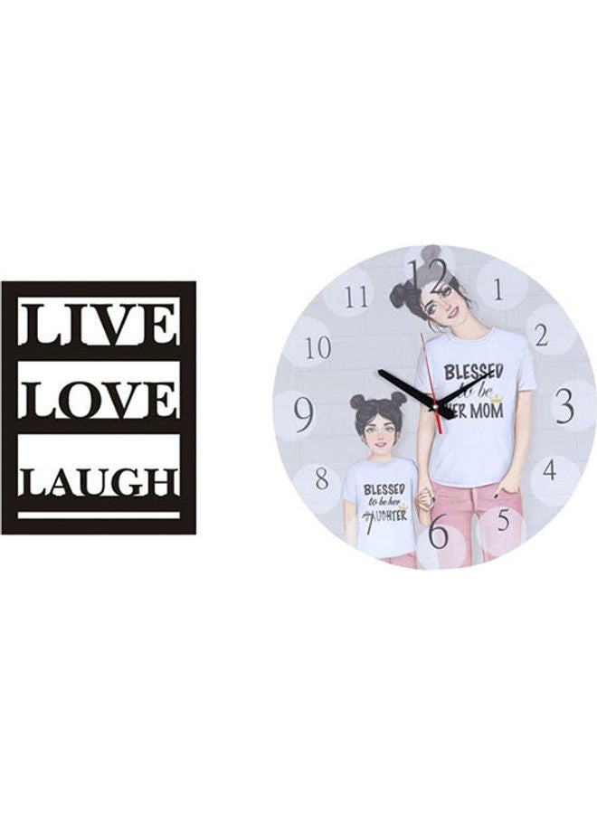 سولو ساعة حائط خشبية بعقارب بتصميم دائري مع لوحة فنية من الخشب طراز A2832 متعدد الألوان 40سم