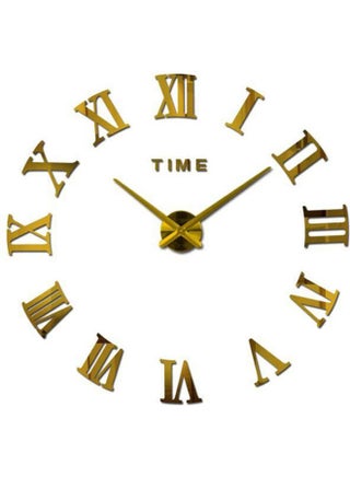 Large Diy Quartz 3D Wall Clock Acrylic Sticker Roman Number Wall Clock Gold - v1625991431/N49028154A_1