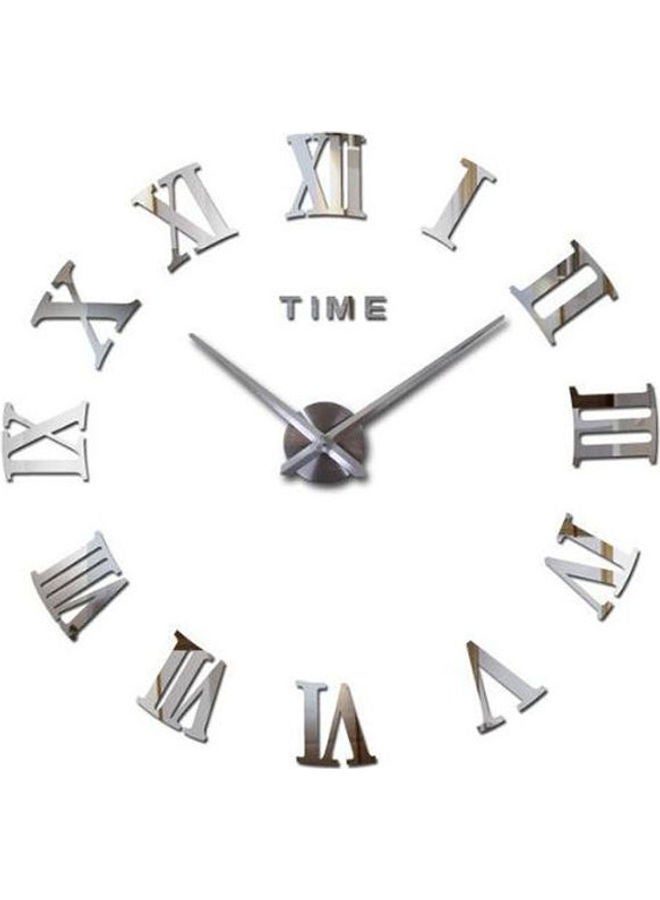 Large Diy Quartz 3D Roman Number Wall Clock Acrylic Sticker Silver